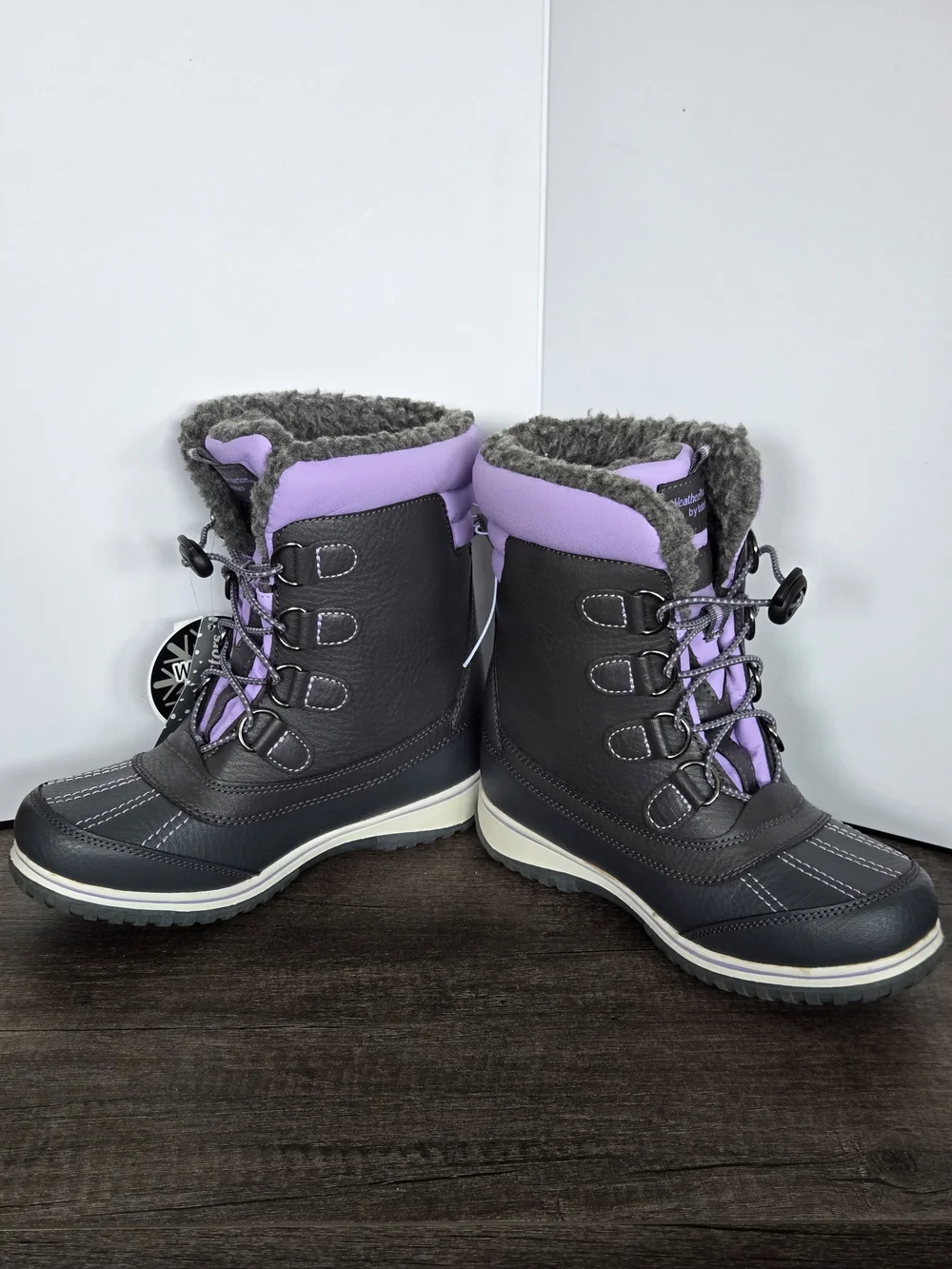 NWT Totes Kids Alpine Winter Snow Boots Grey Purple Insulated Waterproof Size 3M